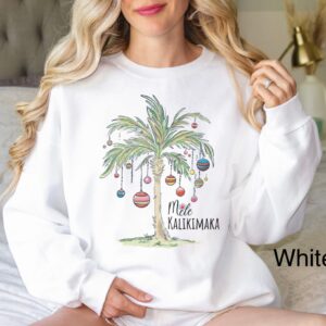 vintage christmas sweatshirt with tropical palm tree design for beach vacation and family gatherings mele kalikimaka theme nsjui