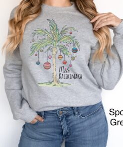 vintage christmas sweatshirt with tropical palm tree design for beach vacation and family gatherings mele kalikimaka theme uzxko