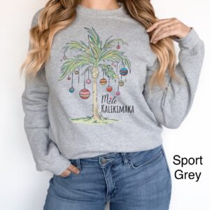 vintage christmas sweatshirt with tropical palm tree design for beach vacation and family gatherings mele kalikimaka theme uzxko