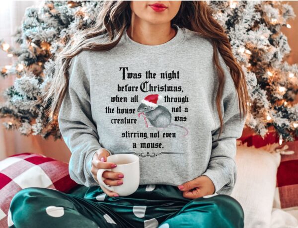 vintage christmas sweatshirt with twas the night before christmas design and cute mouse graphic for holiday comfort 4wn2a