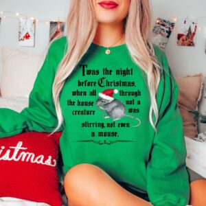 vintage christmas sweatshirt with twas the night before christmas design and cute mouse graphic for holiday comfort c5mws