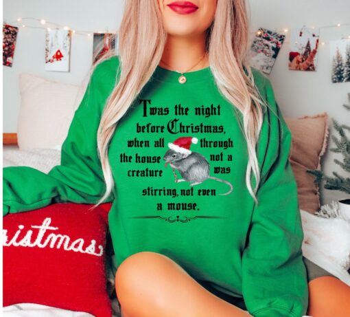 vintage christmas sweatshirt with twas the night before christmas design and cute mouse graphic for holiday comfort c5mws