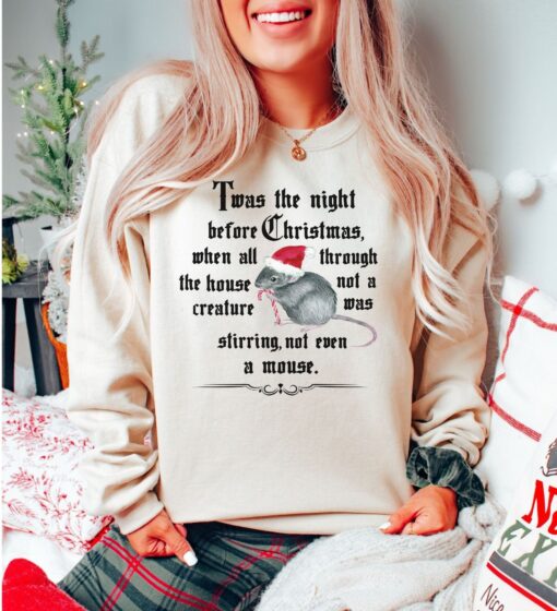 vintage christmas sweatshirt with twas the night before christmas design and cute mouse graphic for holiday comfort f6qj1