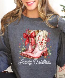 vintage christmas sweatshirt with western santa design for country style holiday wear ptqan