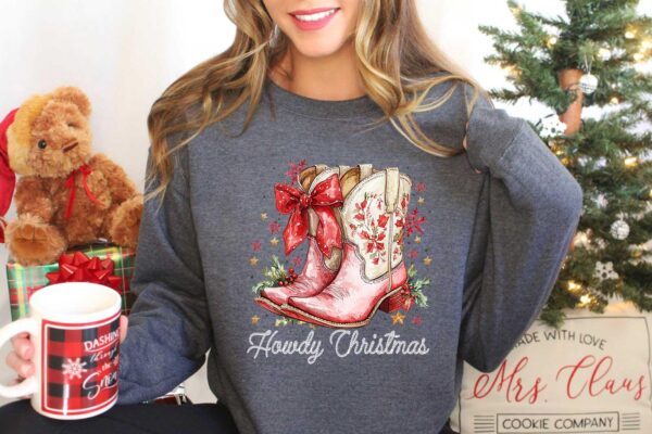 vintage christmas sweatshirt with western santa design for country style holiday wear ptqan