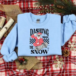 vintage christmas t shirt dashing through the snow santa design for holiday fun and family gatherings ff8ni scaled