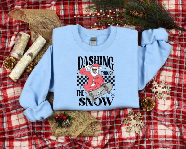 vintage christmas t shirt dashing through the snow santa design for holiday fun and family gatherings ff8ni scaled