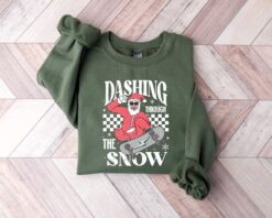 Vintage Christmas T Shirt - Dashing Through The Snow Santa Design for Holiday Fun and Family Gatherings