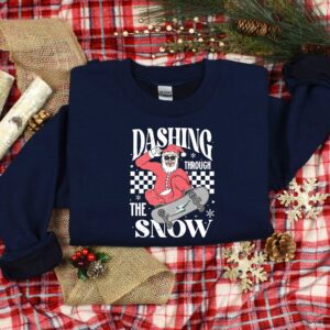 vintage christmas t shirt dashing through the snow santa design for holiday fun and family gatherings mcqxr scaled