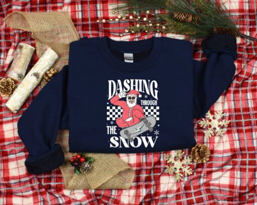 vintage christmas t shirt dashing through the snow santa design for holiday fun and family gatherings mcqxr scaled