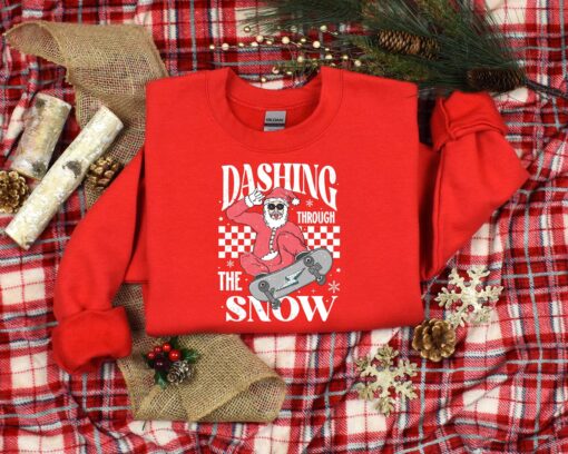 vintage christmas t shirt dashing through the snow santa design for holiday fun and family gatherings oi1kd scaled