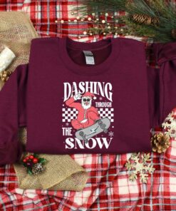 vintage christmas t shirt dashing through the snow santa design for holiday fun and family gatherings rqsu4 scaled