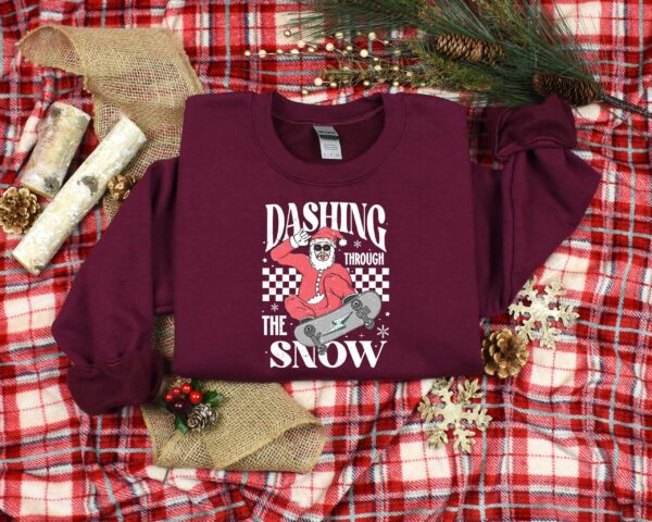 vintage christmas t shirt dashing through the snow santa design for holiday fun and family gatherings rqsu4 scaled