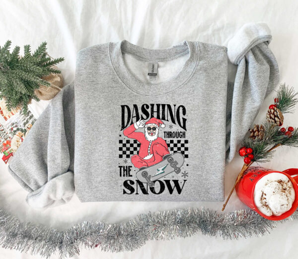 vintage christmas t shirt dashing through the snow santa design for holiday fun and family gatherings rwk6r scaled