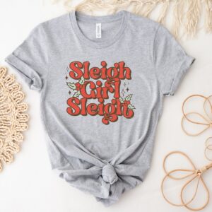 vintage christmas t shirt sleigh girl sleigh design funny retro holiday tee for women vj0id