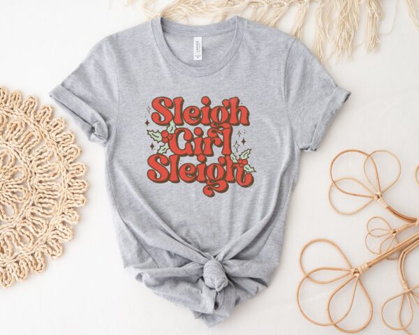 vintage christmas t shirt sleigh girl sleigh design funny retro holiday tee for women vj0id