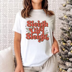 vintage christmas t shirt sleigh girl sleigh design funny retro holiday tee for women vt1fp