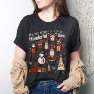 vintage christmas t shirt boho doodle design featuring its the most wonderful time theme for holiday apparel 25ojk