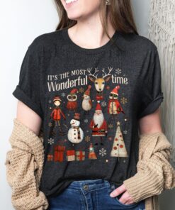 vintage christmas t shirt boho doodle design featuring its the most wonderful time theme for holiday apparel 25ojk scaled