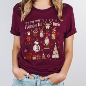 vintage christmas t shirt boho doodle design featuring its the most wonderful time theme for holiday apparel bsjs0 scaled