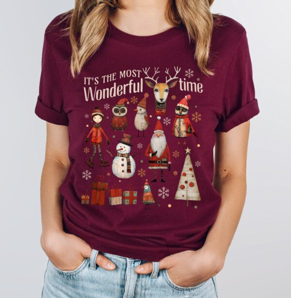 vintage christmas t shirt boho doodle design featuring its the most wonderful time theme for holiday apparel bsjs0 scaled