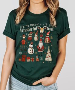 vintage christmas t shirt boho doodle design featuring its the most wonderful time theme for holiday apparel csj6c scaled