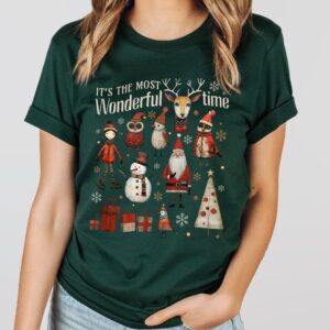 vintage christmas t shirt boho doodle design featuring its the most wonderful time theme for holiday apparel csj6c scaled