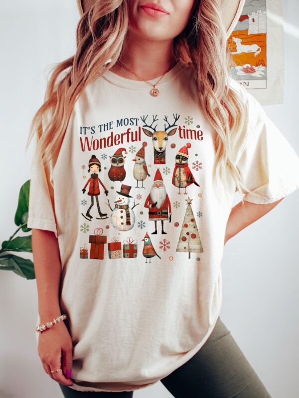 vintage christmas t shirt boho doodle design featuring its the most wonderful time theme for holiday apparel qmbrr scaled