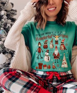 vintage christmas t shirt boho doodle design featuring its the most wonderful time theme for holiday apparel t7kiw scaled