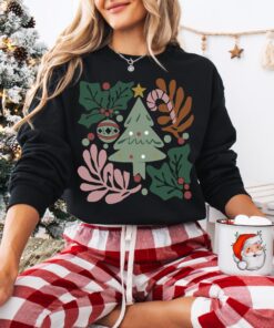 vintage christmas t shirt boho floral design retro crewneck for women winter apparel qs7lv scaled