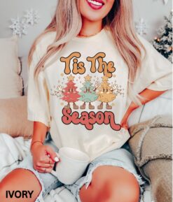 Vintage Christmas T Shirt Comfort Colors Retro Design for Holiday Apparel Featuring Fun Xmas Theme