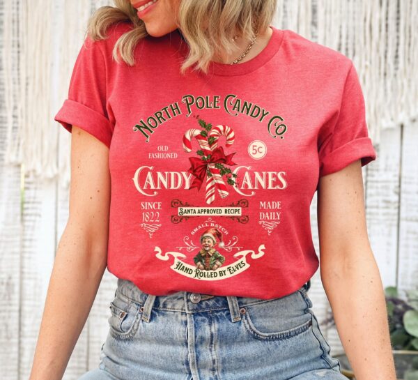 vintage christmas t shirt featuring retro candy cane design for nostalgic holiday style and north pole inspired look 2hs7h scaled