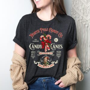 vintage christmas t shirt featuring retro candy cane design for nostalgic holiday style and north pole inspired look nr7cw