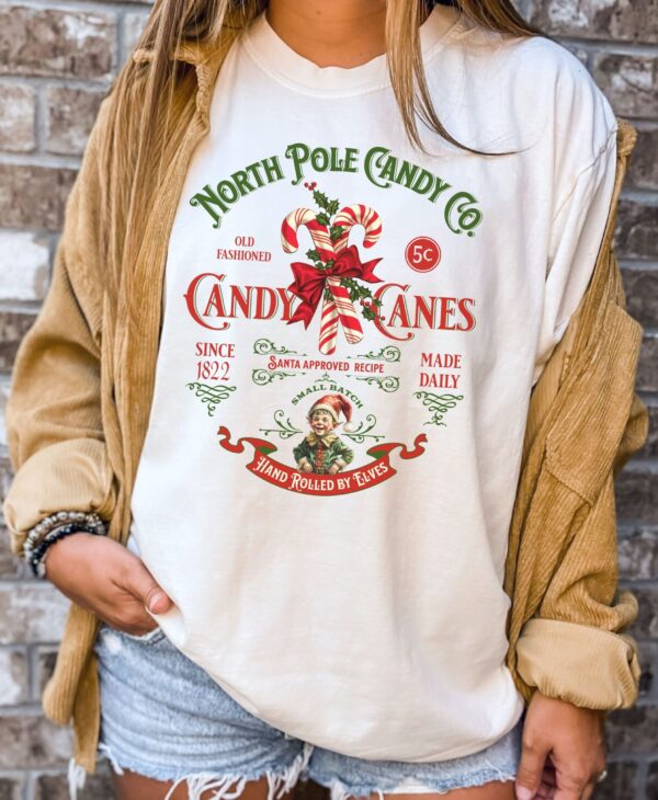 vintage christmas t shirt featuring retro candy cane design for nostalgic holiday style and north pole inspired look uqimk scaled