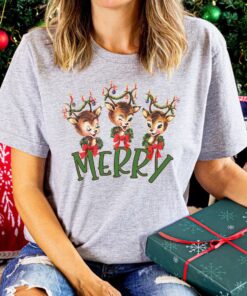 vintage christmas t shirt featuring retro reindeer design for holiday parties and gatherings cbopp