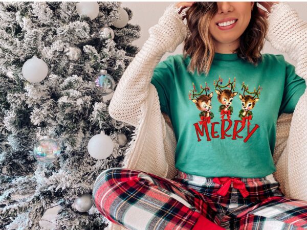 vintage christmas t shirt featuring retro reindeer design for holiday parties and gatherings lsjhq