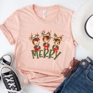 vintage christmas t shirt featuring retro reindeer design for holiday parties and gatherings zhs99