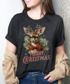 vintage christmas t shirt featuring retro reindeer design for women unique holiday apparel for festive celebrations afc8w scaled