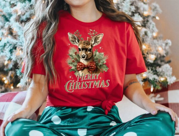 vintage christmas t shirt featuring retro reindeer design for women unique holiday apparel for festive celebrations om8bv scaled