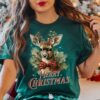 vintage christmas t shirt featuring retro reindeer design for women unique holiday apparel for festive celebrations qgm2i