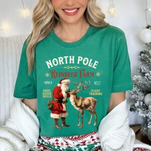 vintage christmas t shirt featuring retro santa and reindeer design for a fun holiday look at the north pole 9gst9 scaled