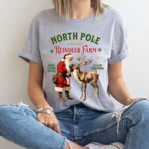 vintage christmas t shirt featuring retro santa and reindeer design for a fun holiday look at the north pole b5pxq scaled