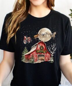 vintage christmas t shirt featuring santa cows and tractors for country lovers funny holiday apparel for farm enthusiasts hgxla scaled