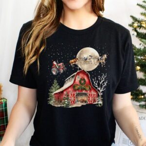 vintage christmas t shirt featuring santa cows and tractors for country lovers funny holiday apparel for farm enthusiasts hgxla scaled