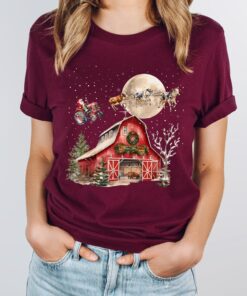 vintage christmas t shirt featuring santa cows and tractors for country lovers funny holiday apparel for farm enthusiasts imn7s scaled