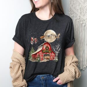 vintage christmas t shirt featuring santa cows and tractors for country lovers funny holiday apparel for farm enthusiasts nf2ri