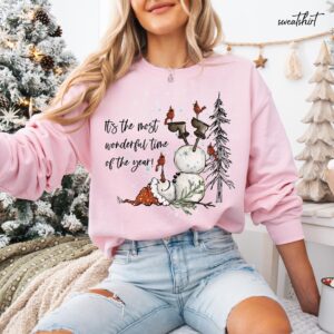 vintage christmas t shirt featuring snowman design for women celebrating its the most wonderful time of the year bkdqs scaled