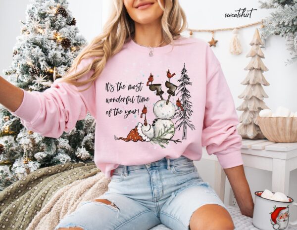 vintage christmas t shirt featuring snowman design for women celebrating its the most wonderful time of the year bkdqs scaled