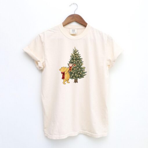 vintage christmas t shirt featuring winnie the pooh and piglet with holiday tree design for festive celebrations izy7u scaled