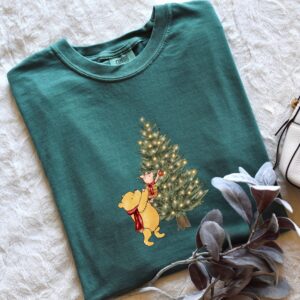 vintage christmas t shirt featuring winnie the pooh and piglet with holiday tree design for festive celebrations qtdx3